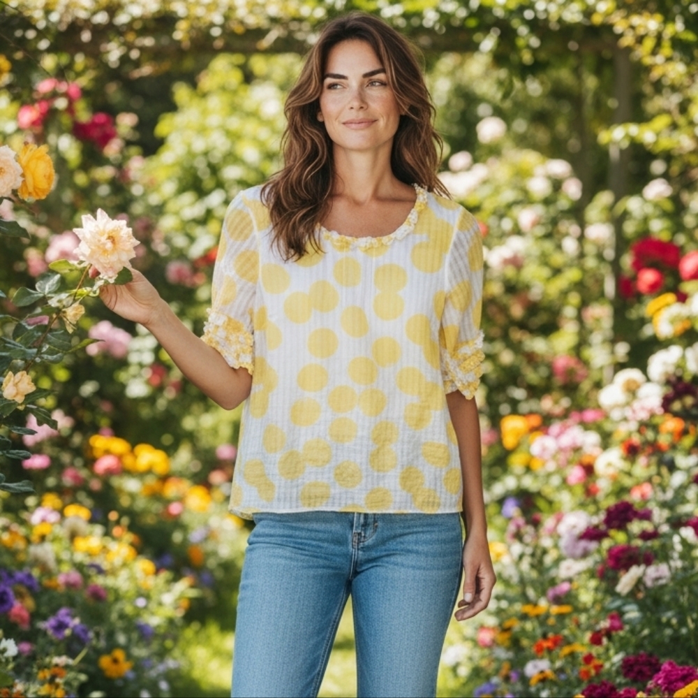 Lilly Pulitzer Sunny Yellow Polka Dot Blouse